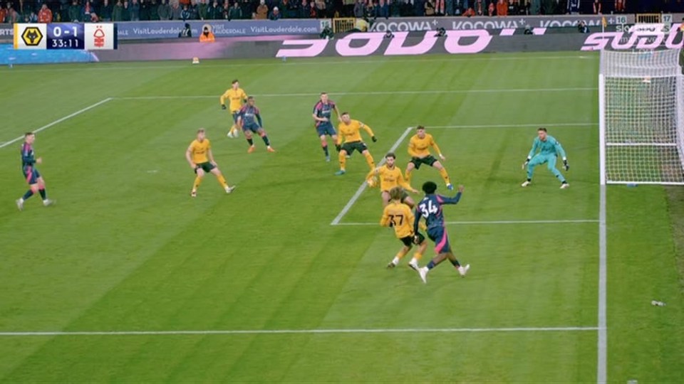 The ball clearly struck Ait-Nouri on the arm, but the referee, not VAR awarded a penalty