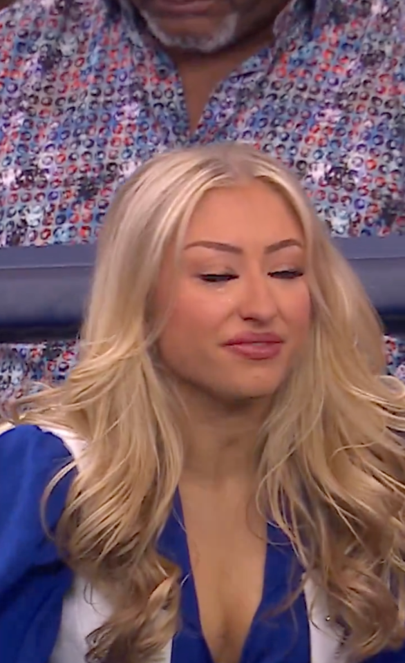 The cheerleader had tears in her eyes
